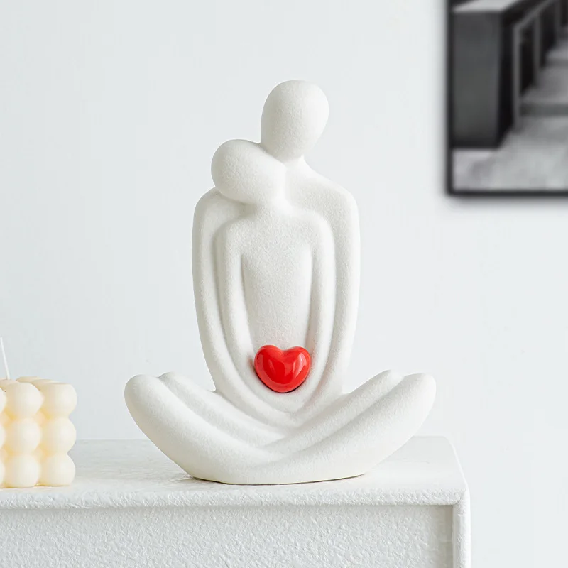 

Vilead 20cm Couple Figurines Ceramic Statue Hugging Lovers Tabletop Ornament for Bedroom Bookshelf Fireplace Office Decoration