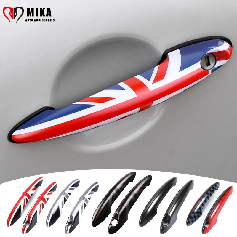 2PCS Car Door Handle Cover Stickers For Mini Cooper R50 R52 R53 R55 Clubman R56 R57 R58 R59 R60 R61 Exterior Car Accessories