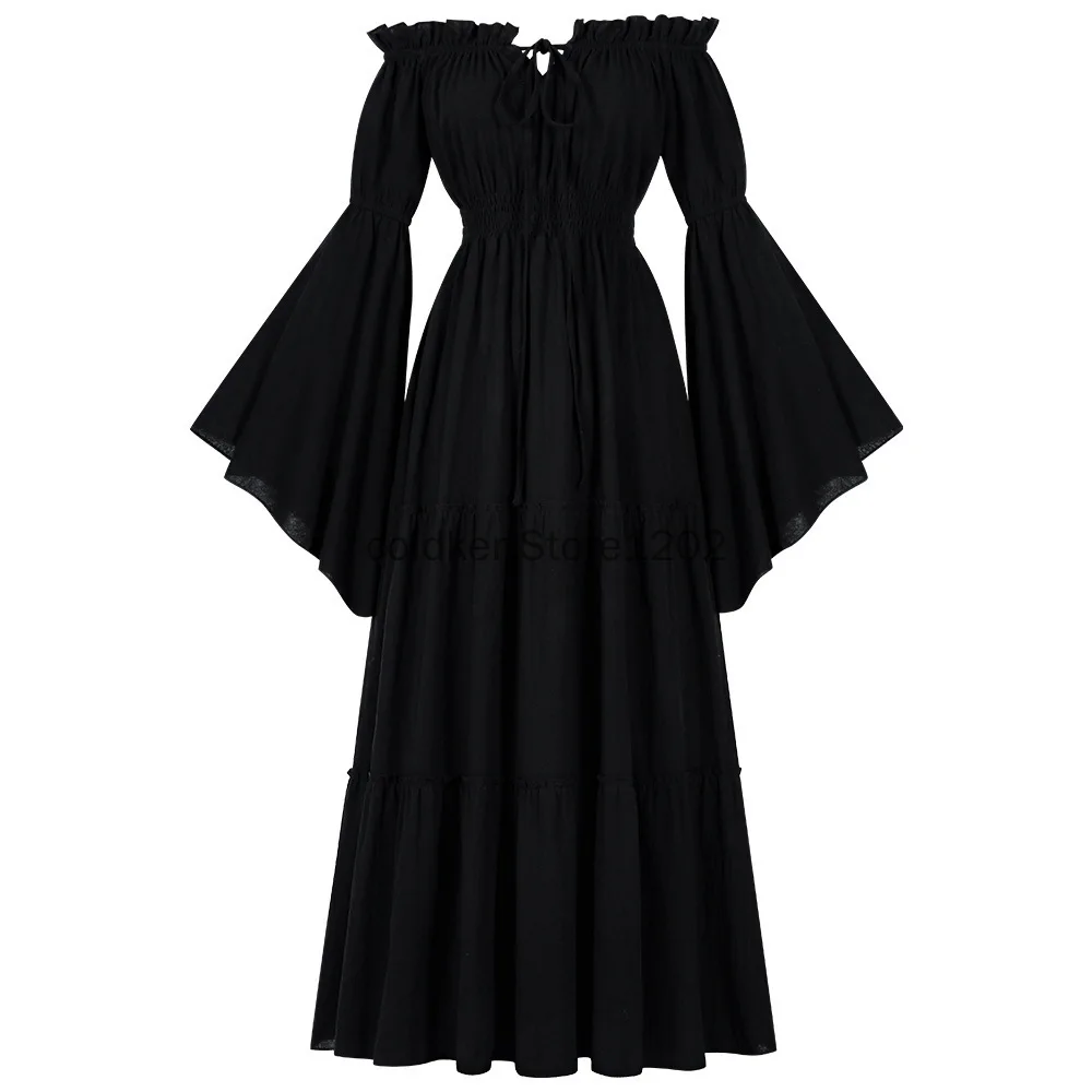 Disfraces de Halloween para mujer renacentista, camisa Medieval con hombros descubiertos, Top campesino pirata, vestido largo irlandés debajo del vestido