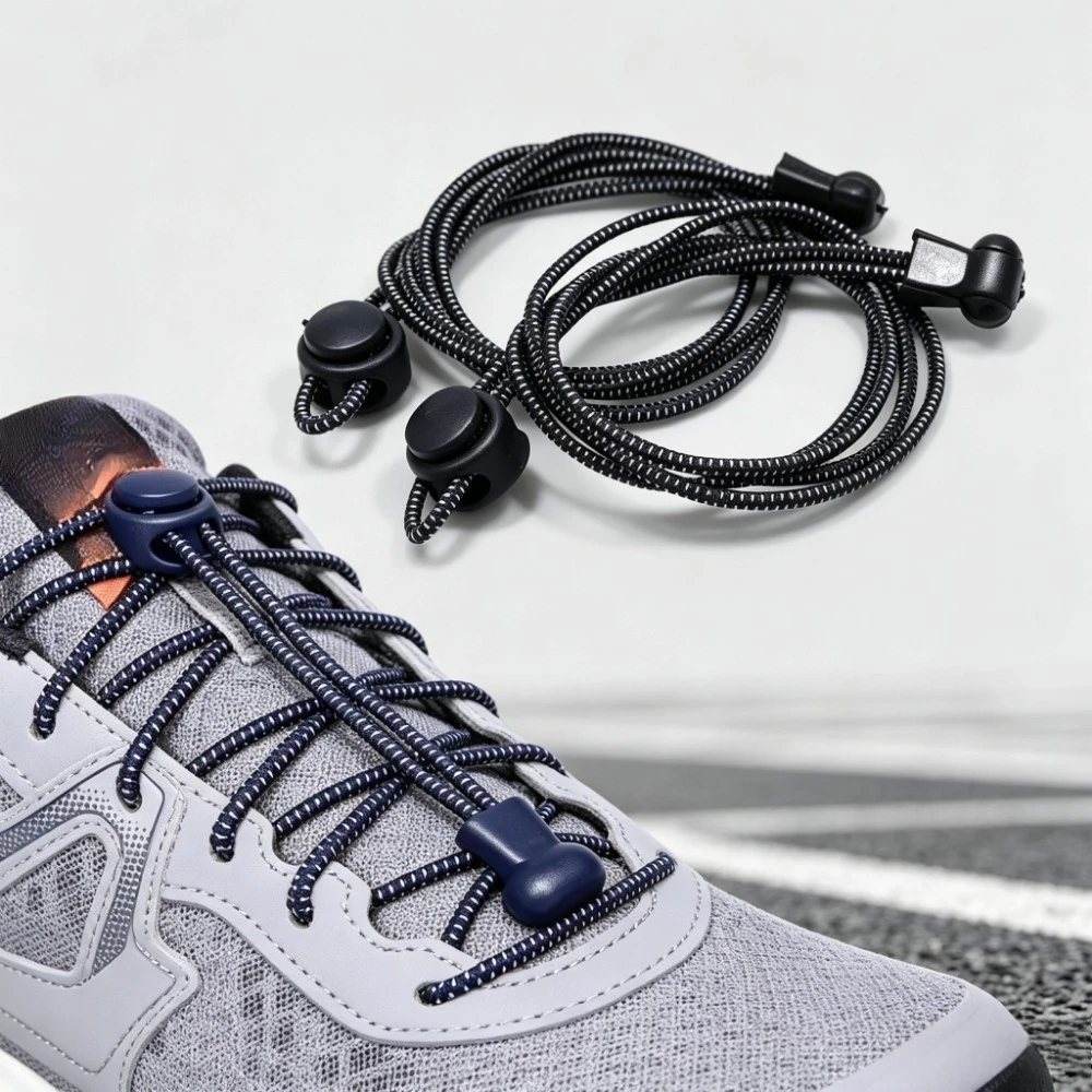 1 Pair Quick Lock Elastic No Tie Shoelaces Lazy Laces Sneakers Boots Unisex Adults Kids Daily Wear