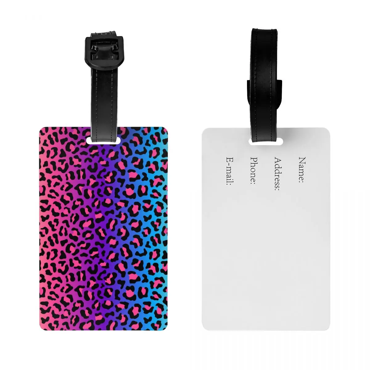 Custom Colorful Animal Skin Leopard Print Luggage Tag for Suitcases Privacy Cover ID Label