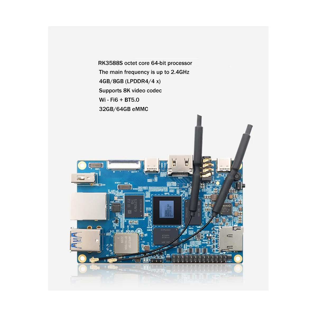 For Orange Pi 5B 8GB RAM+64GB EMMC Development Board RK3588S 8 Core 64 Bit Processor Programming Motherboard