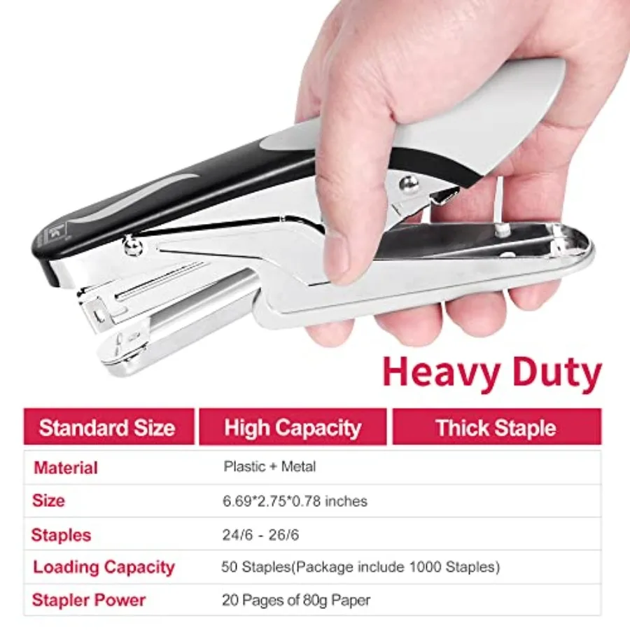 دباسة شديدة التحمل مع 1000 دبابيس ومزيل دبابيس بسعة 20 ورقة دباسة مكتبية للتدبيس في المدارس المنزلية Warehou