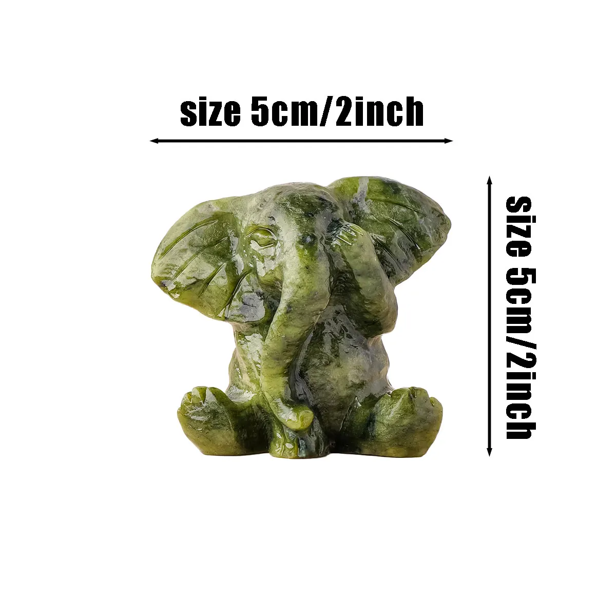 قطعة واحدة من تمثال الفيل اليشم الأخضر الطبيعي: منحوت يدويًا مع طاقة الريكي - ديكور منزلي آمن وتمثال كريستالي للشفاء #5