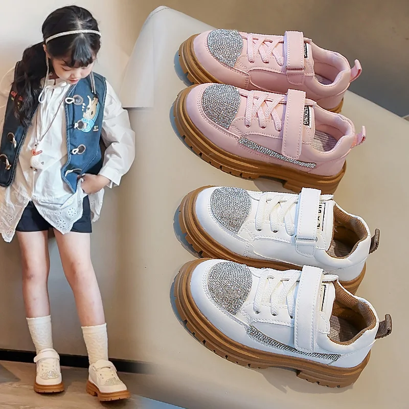 

Kids Flat Shoes Shiny Glitter Girls Leather Shoes Round Toes Versatile 2025 Autumn New Children Casual Fashion Shoes Soft Bottom