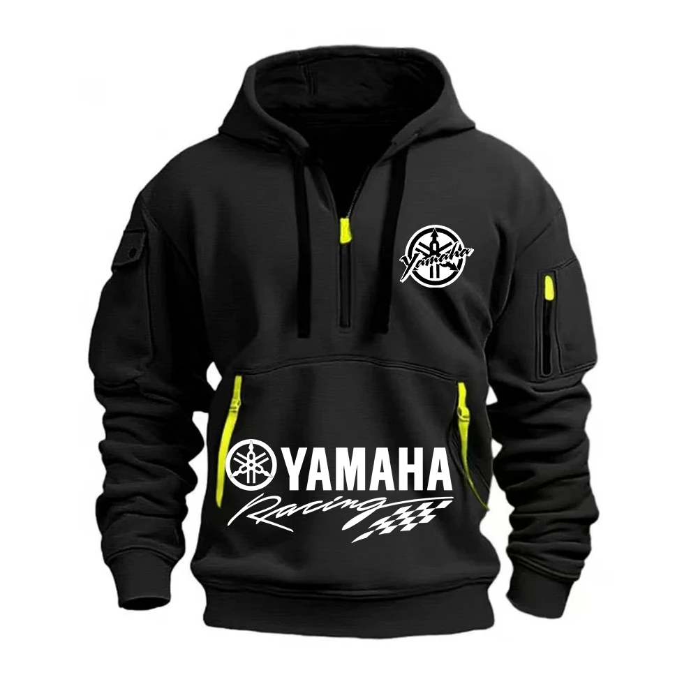 Camiseta con capucha y media cremallera para hombre del equipo de carreras de motos con logotipo de Yamaha, camiseta deportiva para hombre de primavera y otoño, camiseta deportiva moderna para hombre