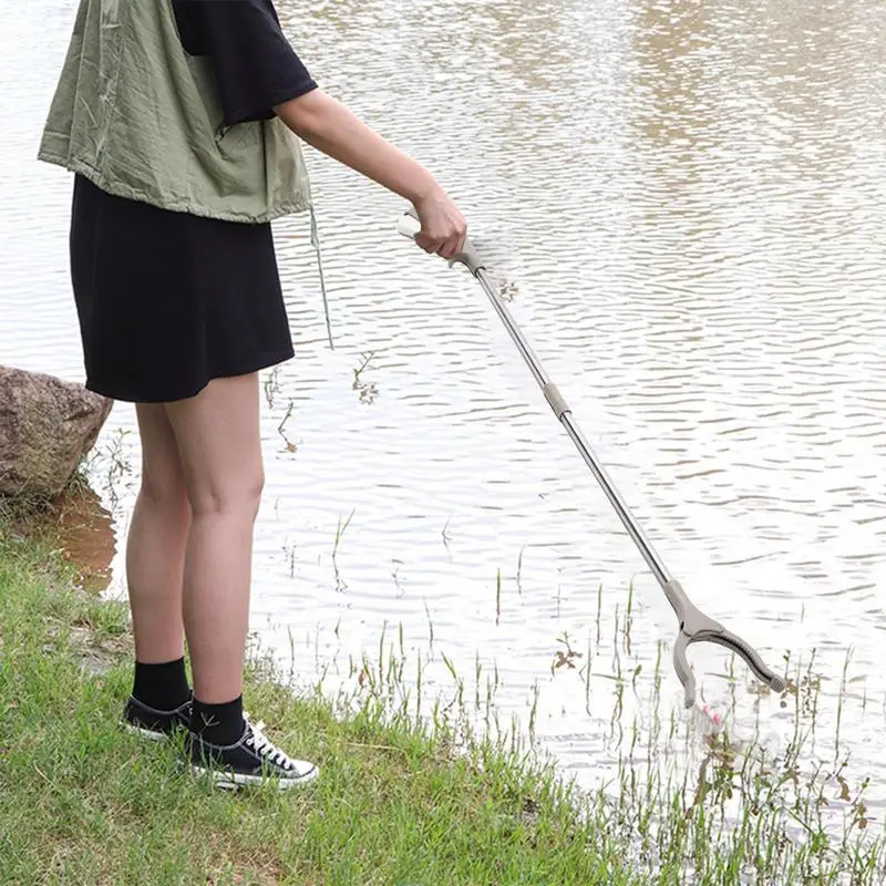Trash Grabbers Portable Trash Nabber Multifunctional Stainless Steel Garbage Picker For Lawn Garden Yard Shower Bathroom