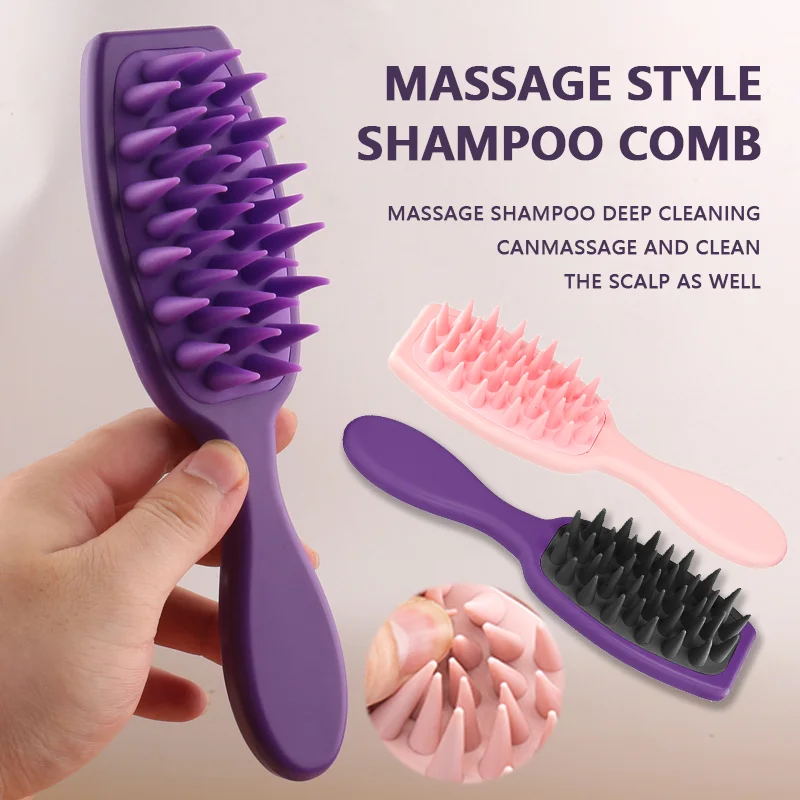 

1PCS Handle Shampoo Brush Soft Hair Care Silicone Scalp Massage Comb Shower Hair Extended Cleaning Brush Body Hair Scrubber
