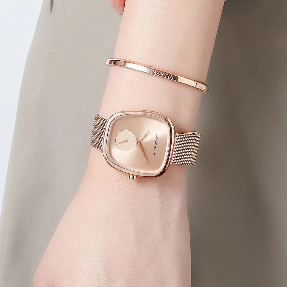 Quartz Watch For Women Creative Two Needle And A Half Barrel Shaped Dial Fashionable Simple Waterproof Women Watch Relaxo Femino