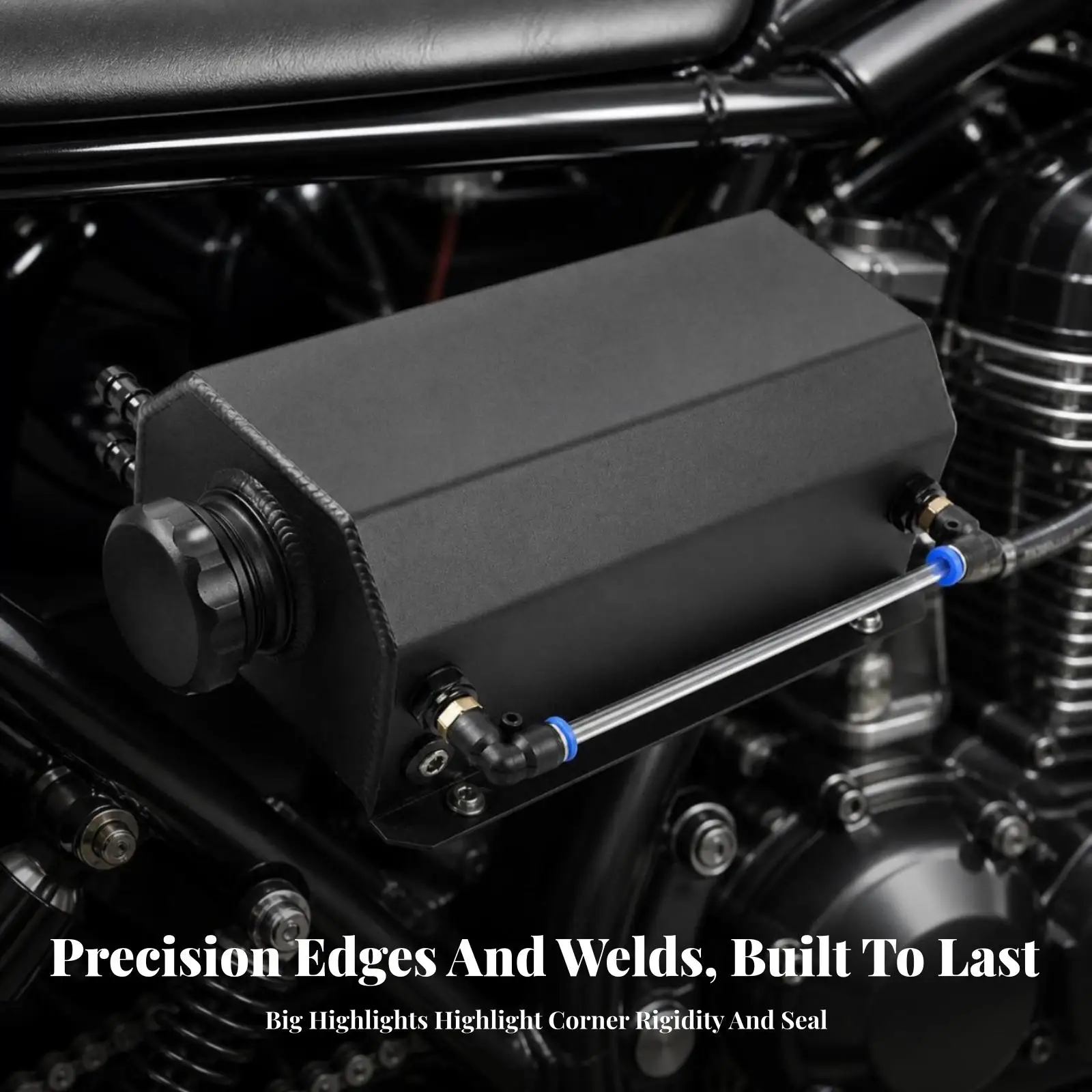 Compact Universal Oil Catch Tank 2L Capacity Aluminum Welded Body with Level Window for Auto Tuning