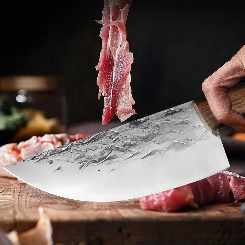 Forged Stainless Steel Cleaver Knife Chef Butcher Meat Cleaver Boning Knife Household Chopping Knife Wood Handle Kitchen Knives view 4