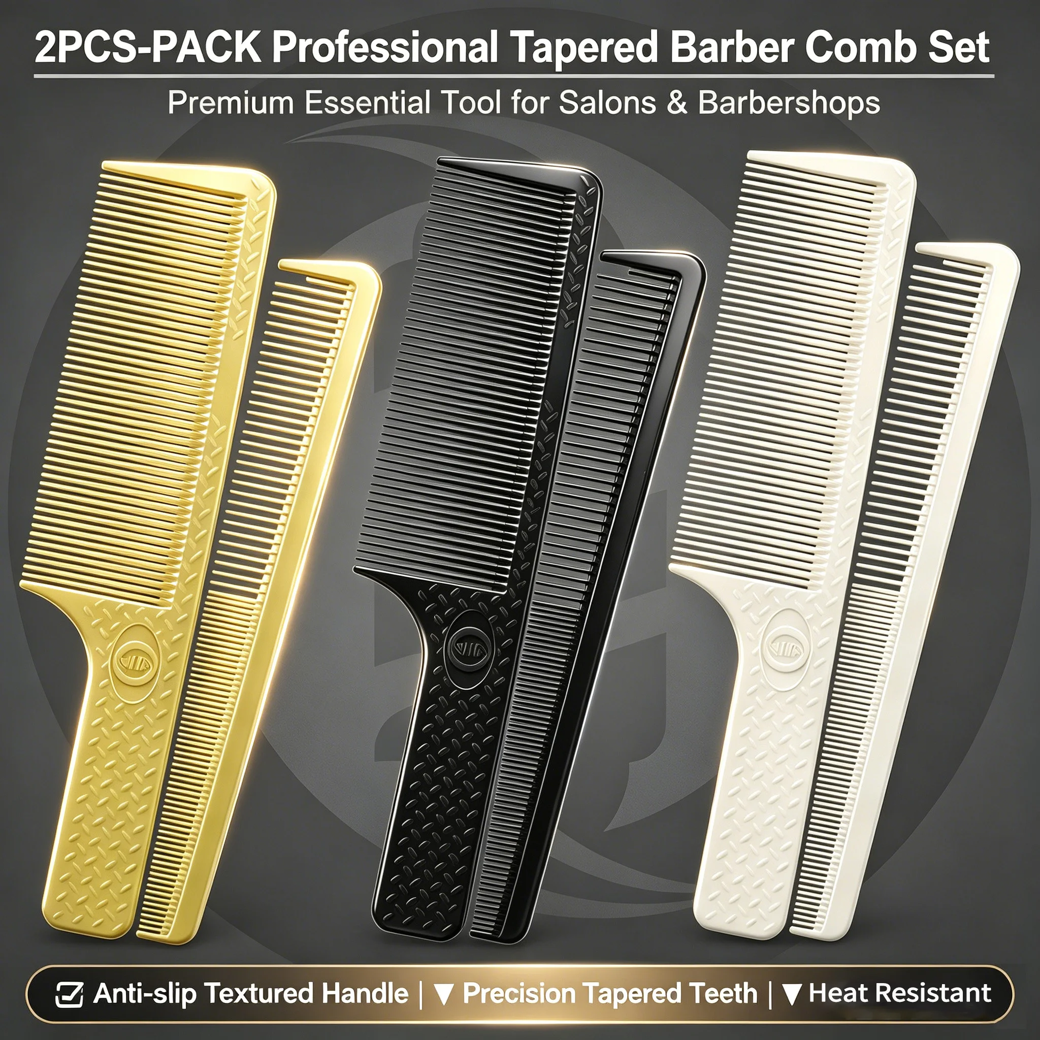 2PCS/Set Pro Barber Haircut Combs Anti-static Flattop Fade Comb Clipper Over Combs Dual Tooth Tapered Comb For Men Styling Tools
