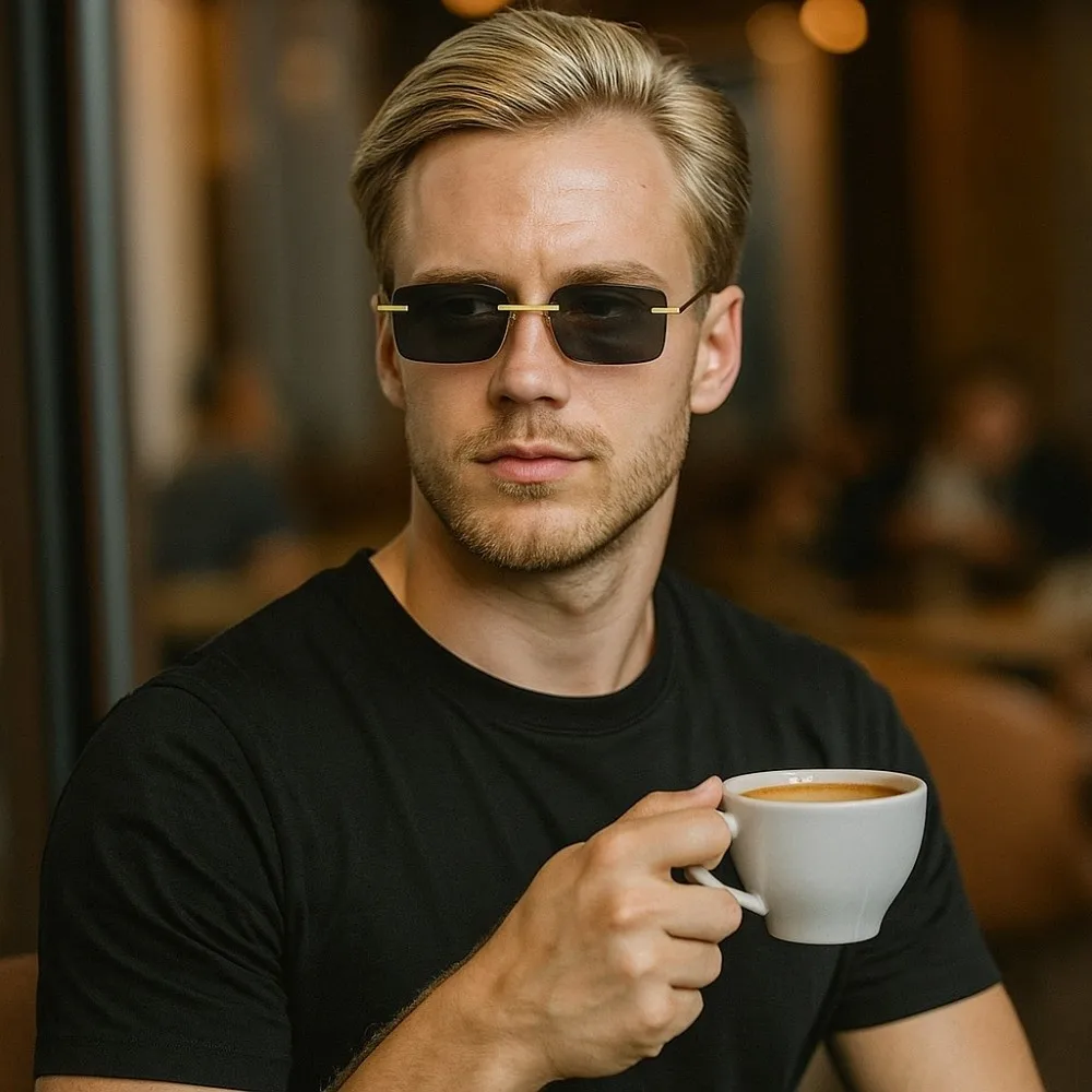 

Fashion Multicolor Beachside Sun Glasses Lightweight Vision Care Frameless Sunglasses Vintage Rectangle UV400 Eyewear Travel