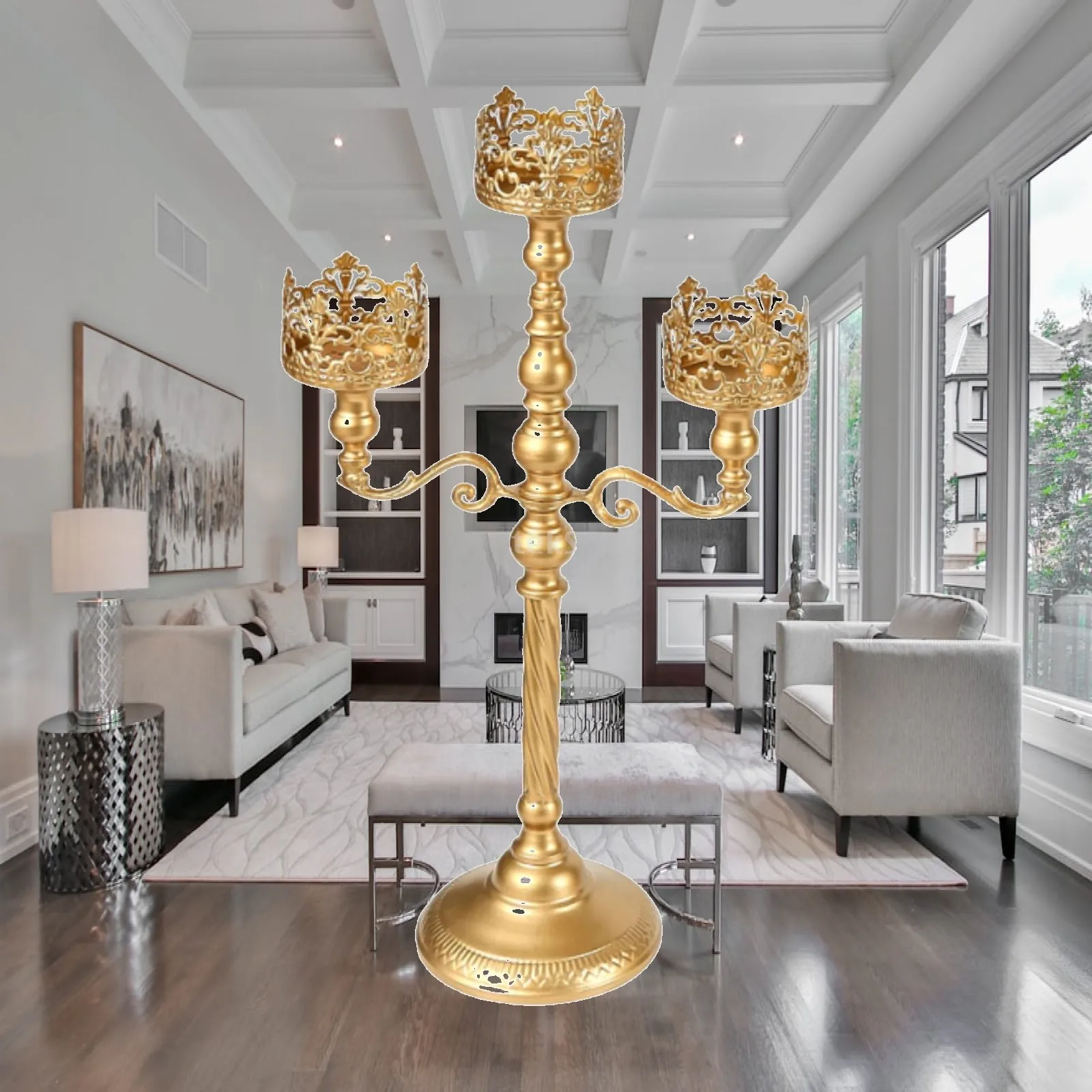 Candle Stand Floor Candelabra Candle Holder Traditional Sturdy Desk Ornament Metal Candle Holder for Festive Banquet Party