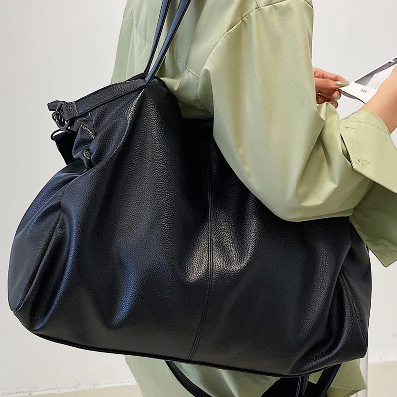 Big Black Tote Bags for Women Large Hobo Shopper Bag Roomy Handbag Quality Soft Leather Crossbody Bag Ladies Travel Shoulder Bag