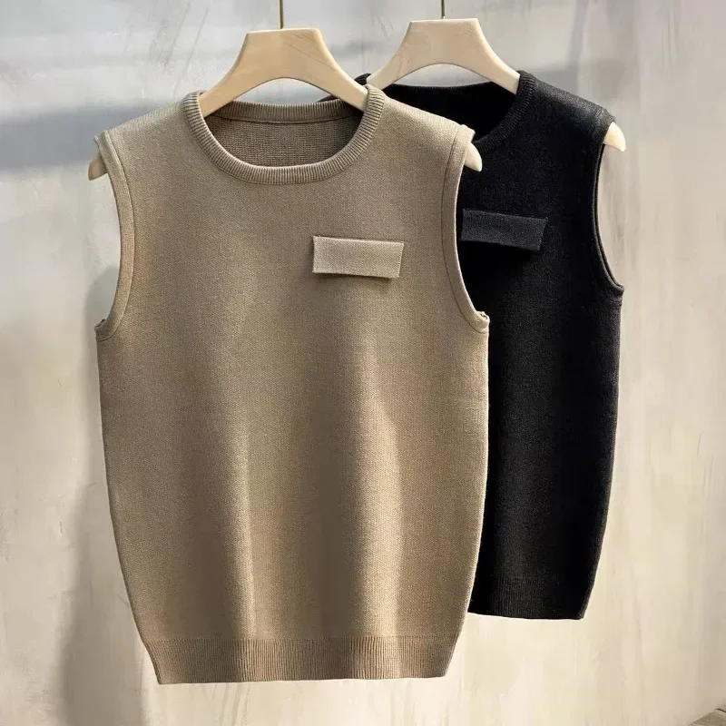 

Мужской толстый вязаный жилет с круглым вырезом, однотонный пуловер без рукавов, осень-зима, новый повседневный стильный пуловер