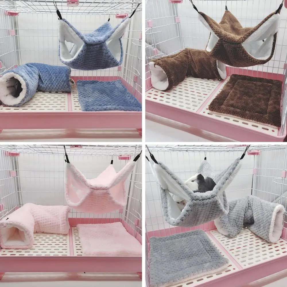 عش الهامستر الشتاء سرير البيت سقيفة معلقة أرجوحة قفص نفق أفخم مخبأ للهامستر خنازير غينيا السكر الحيوانات الأليفة الصغيرة C8q1 #5