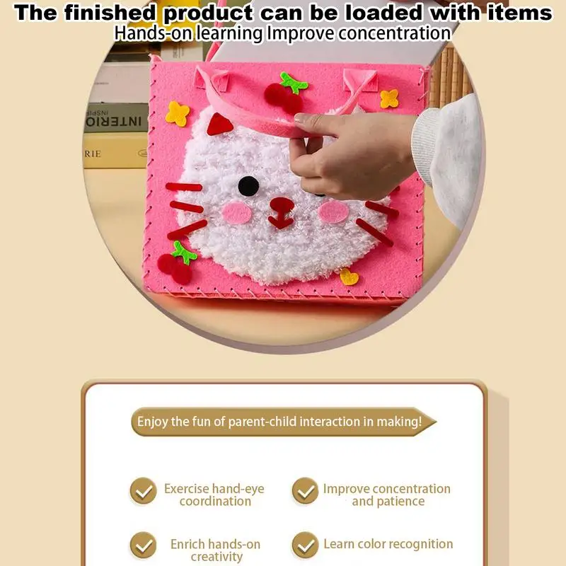 Torebki zestaw do szycia dla dzieci ręcznie robiona torba filcowa akcesoria do robienia śliczne szycie zwierząt zestaw do majsterkowania Montessori zabawki edukacyjne