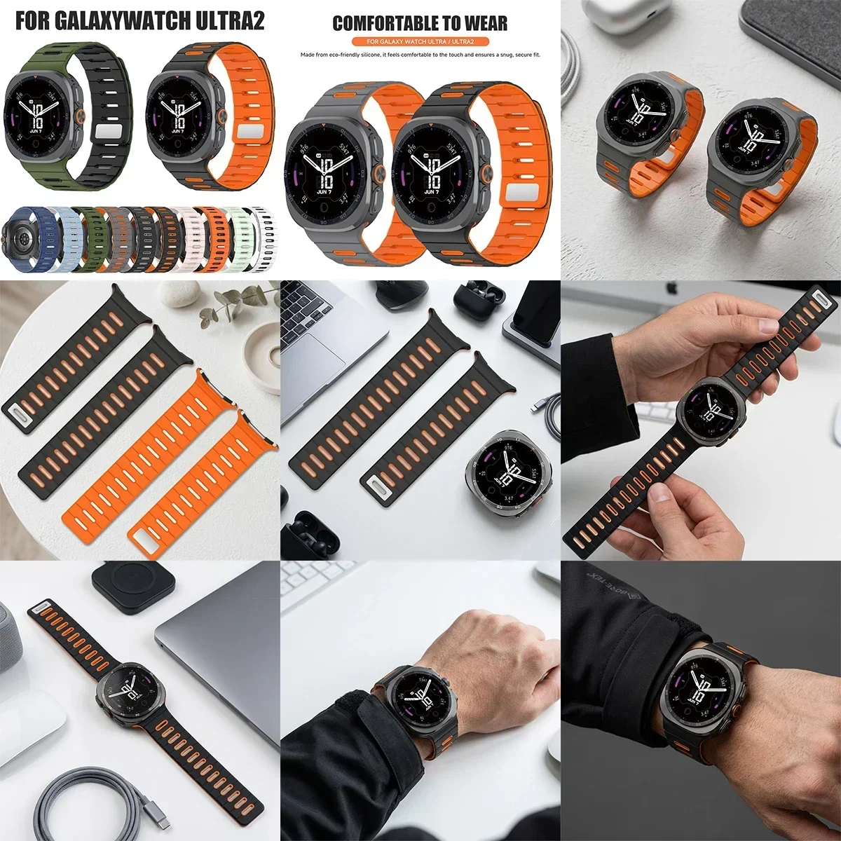 Magnetisches Silikonarmband für Samsung Galaxy Watch Ultra 2 47 mm, Sportarmband für Galaxy Watch 9/8 40/44, Watch 8 Classic 46 mm, Armband. – Detail 14