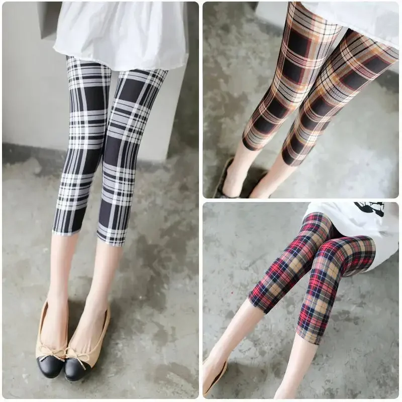 Mùa Hè 7 Điểm Độ Đàn Hồi Quần Legging Nữ Cao Cấp Thời Trang Ôm Dáng Lưới In Hình Lụa Quần Legging Nữ Quần SA0008