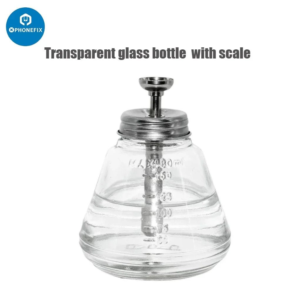 180ml Press Type Glass Alcohol Empty Bottle with Copper Core Anti-corrosion Transparent Solution Dispenser Cleaning Bottle