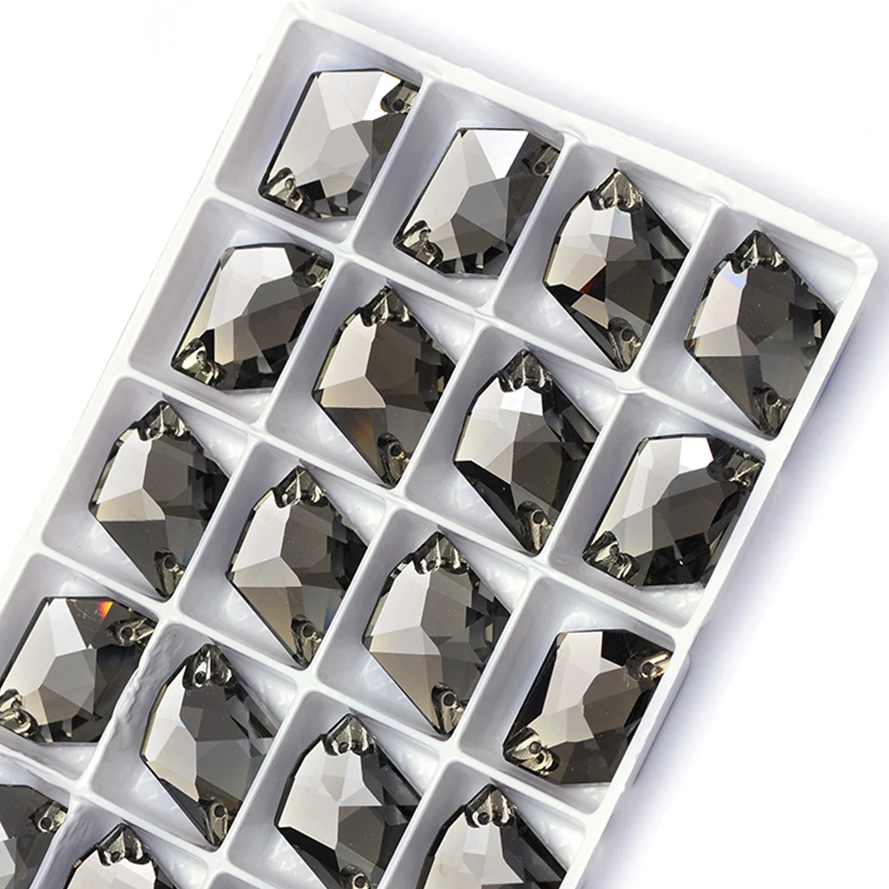 PUBRILE Schwarze Diamant-Applikationen mit aufgenähten Strasssteinen, Flache Kristallglassteine für DIY-Näharbeiten, Applikationen für Kleider, Kleidung und Taschen – Detail 13