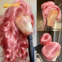 Pink Human Hair Wig Body wash Lace Front Wig 13X4 13X6 Hd Lace Frontal Wig Brazilian Hair 40 Inch Colored for Women Density