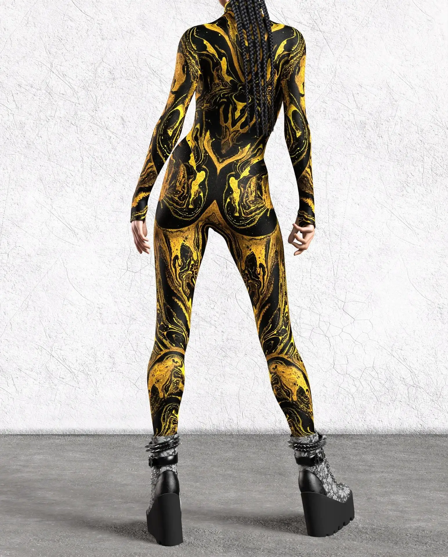 Halloween Bunter 3D-Druck Damen-Jumpsuit Erwachsener Sexy Rollenspiel-Bodysuit Party Bühnenauftritt Monos Catsuit Rave-Outfit – Detail 10