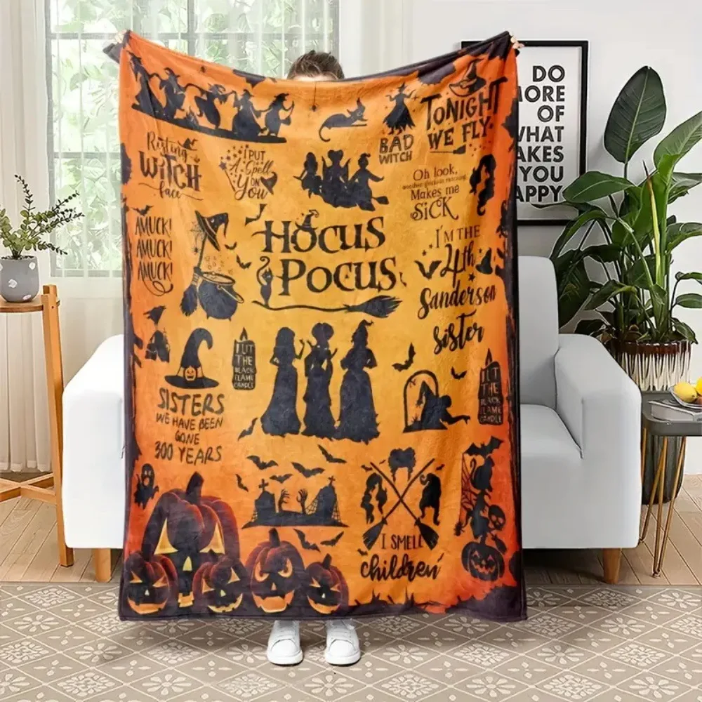 Halloween cartoon ghost digital-printed polyester Bedroom velvet flannel cover blanket Fleece soft sofa cover blankets for beds