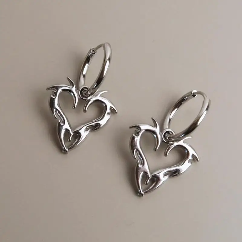  Punk Rock Earrings Hip Hop Jewelry Stainless Steel Texture for Women Men Present