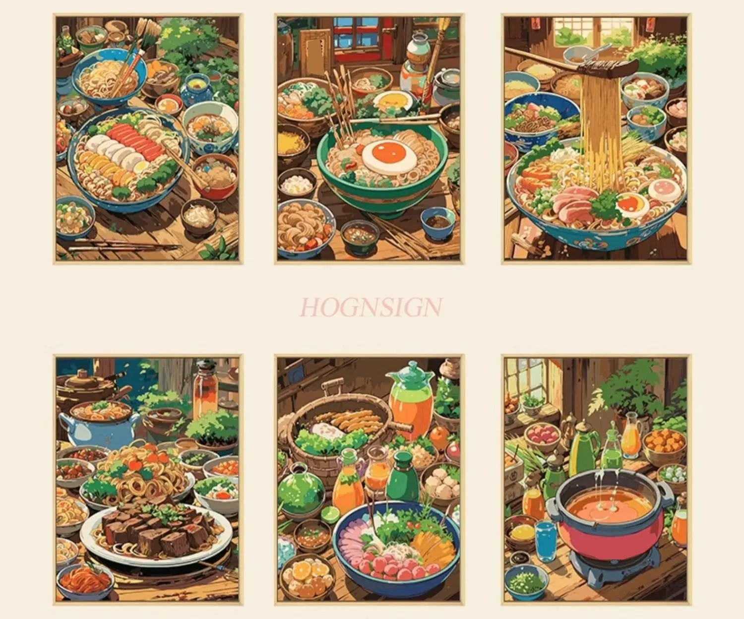 

1set Food digital oil painting DIY filling and coloring hand drawn acrylic oil painting restaurant decoration painting
