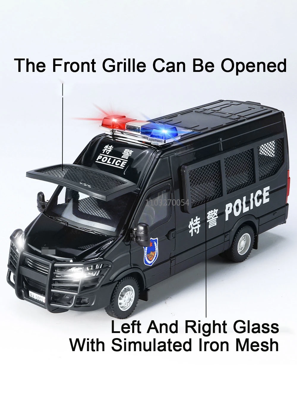 1/24 Scale Police Car Model Toys Alloy Diecast Metal Model Vehicles High Simulation With Light Sound Pull Back Children Gift Toy