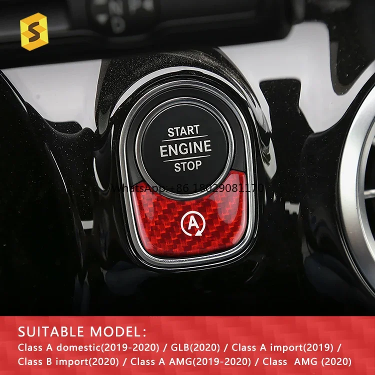 N-BC-178A Car Interior Motor Start Stop Botão Adesivos, Guarnição Capa para Benz A, GLB, B, CLA, AMG, VERMELHO