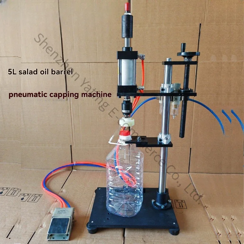 Plastic Barrel Pneumatic Capper Soy Sauce Bottle Capper Edible Oil Sealing Machine 5L Salad Oil Barrel Capping Machine