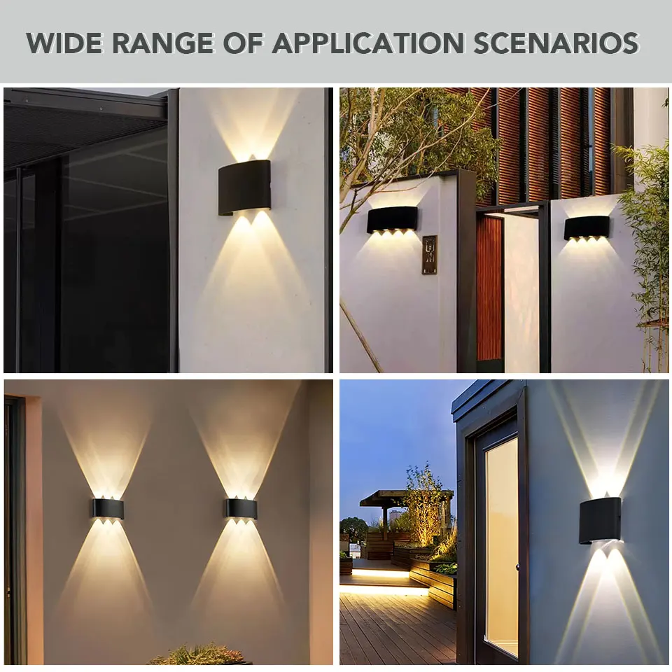 Aluminum LED Wall Lamp Waterproof IP65 110V 220V Outdoor Garden Lights Interior Wall Light for Bedroom Living Room Lighting 6