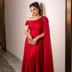 Customized  Satin Ruched Cocktail Party A-line One-shoulder Bespoke Occasion Gown Long Dresses