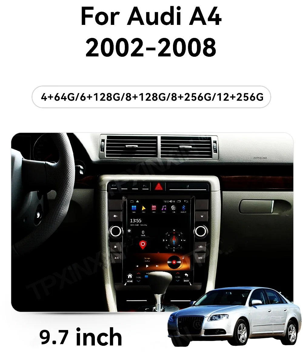 

9.7''Android 13 Car GPS Navigation For Audi A4 2002 -2008 Multimedia Player Radio Tape Recorde Head Unit