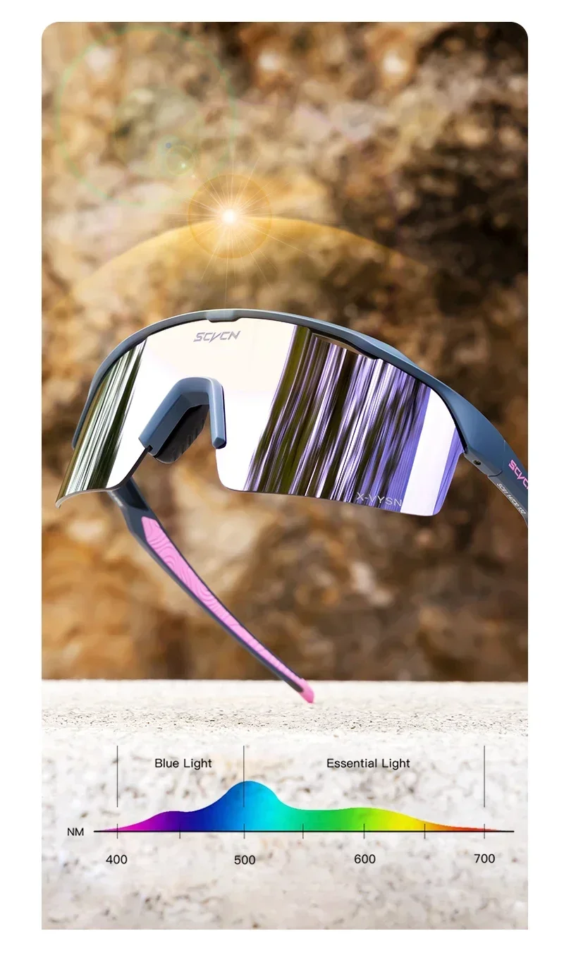 SCVCN Photochrome Sonnenbrille für Herren, Fahrradbrille, MTB-Bike-Sonnenbrille, Sportbrille, Laufbrille, Fahrradbrille, UV400, Damen – Detail 10