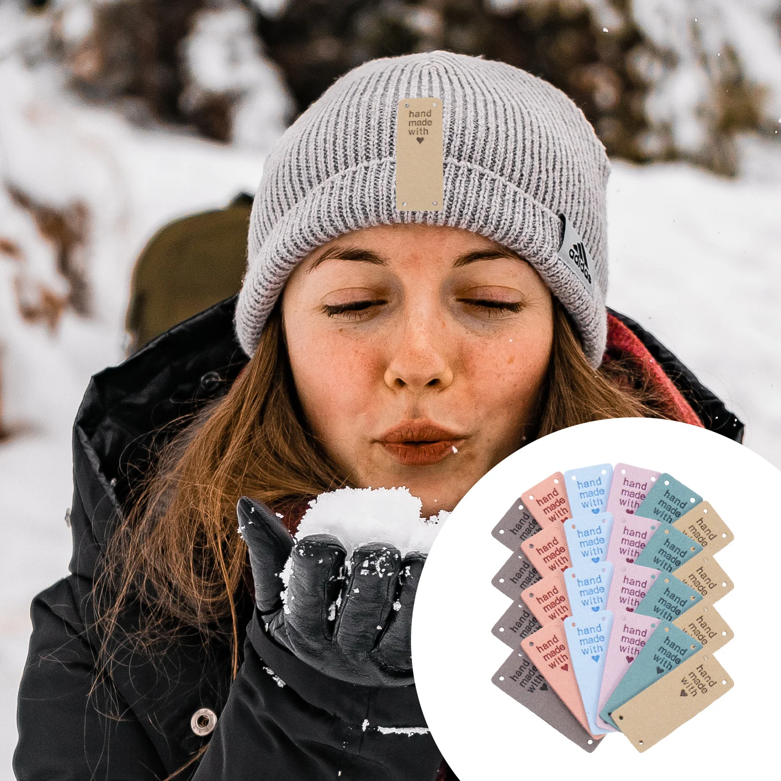 

30 шт. красочные тисненые бирки для одежды, декоративные этикетки ручной работы для шитья, аксессуары из микрофибры для одежды «сделай сам»