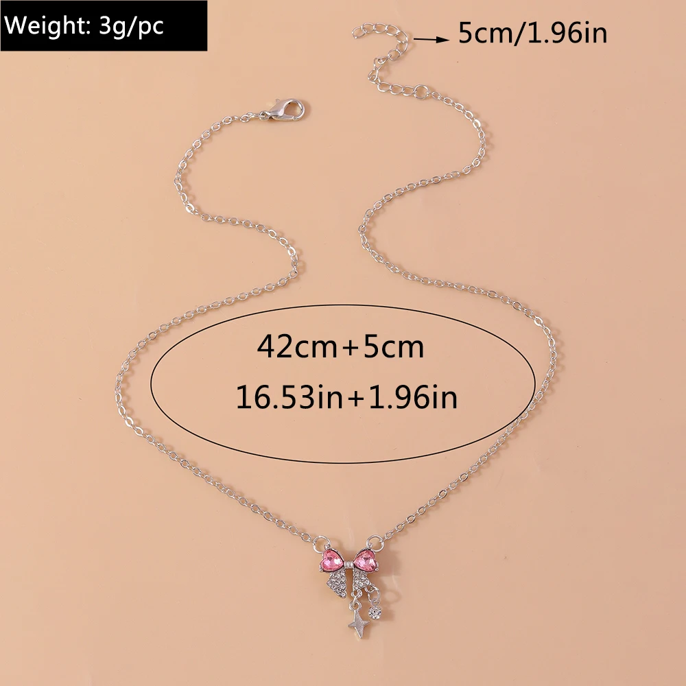 Aihua Korea Design Rosa Zirkon Kristall Bowknot Halsketten Mode Temperament Schlüsselbein Kette für Frauen Mädchen Trendy Schmuck Geschenke – Detail 6