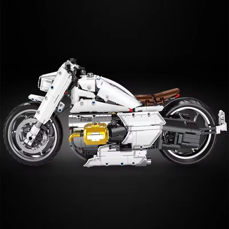 

White motorcycle racing block toy building block car assembly supercar children's toy car racing model small particles