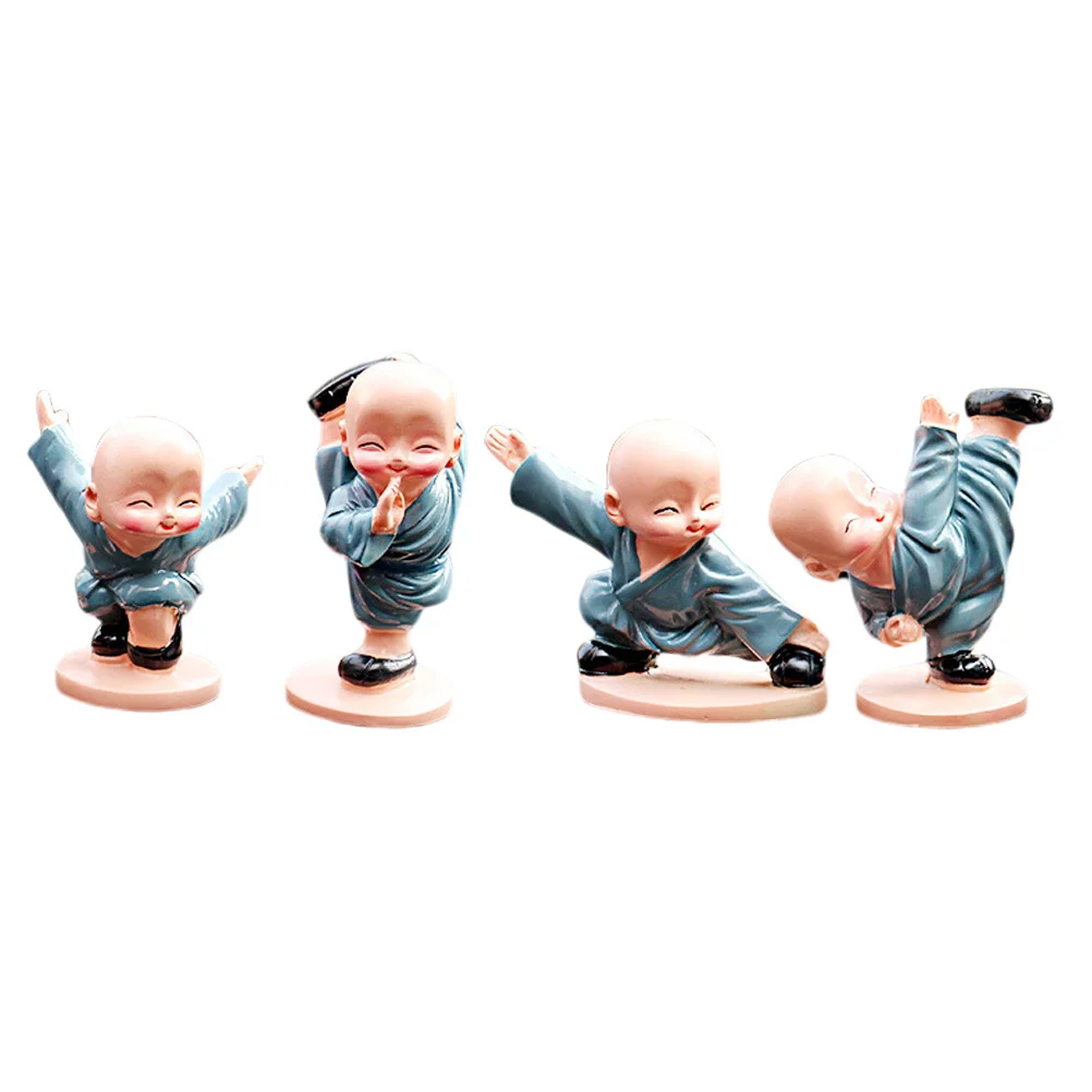 

4Pcs Automotive Accessory Resin Monk Sculpture Fun Cartoon Shape Desk Home Office Decor Item Gift for Loved Ones