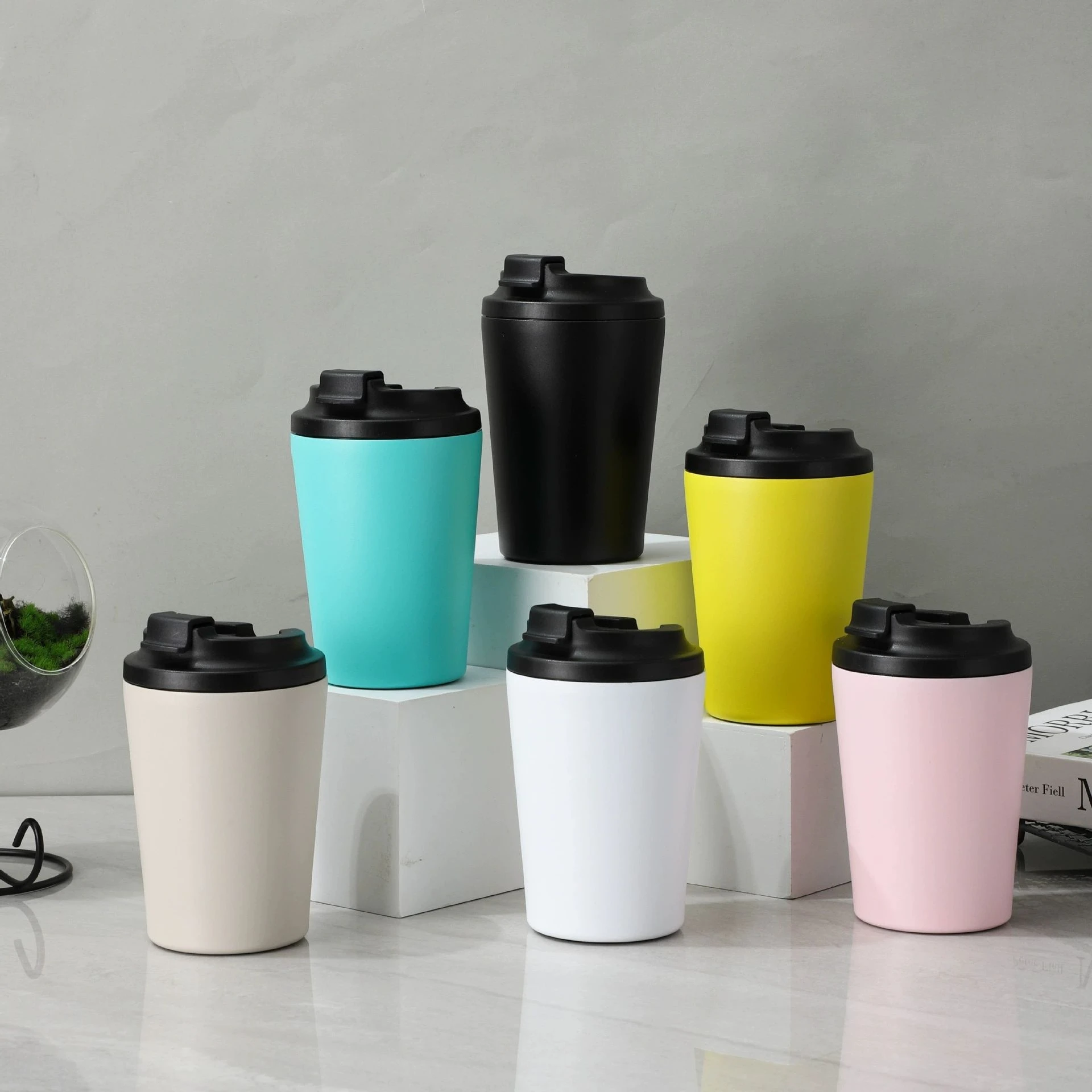 Bouteille isotherme de voyage 360 ml anti-fuite et antidérapante pour voiture, tasse à café double paroi en acier inoxydable 304, mug thermos