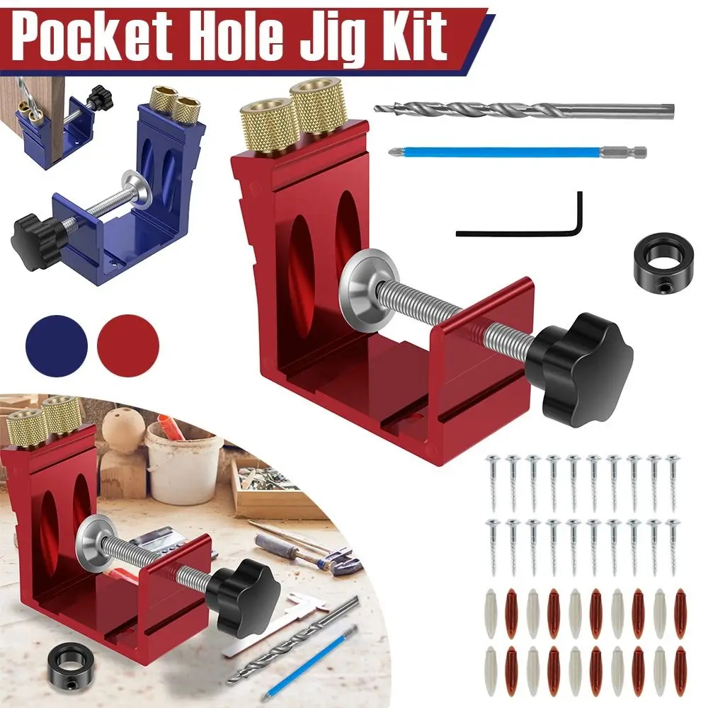 1PC Adjustable Pocket Hole Jig 15 Degree Angle Pocket Dowel Joint Locator Inclined Hole Drill Punch Woodworking Guides