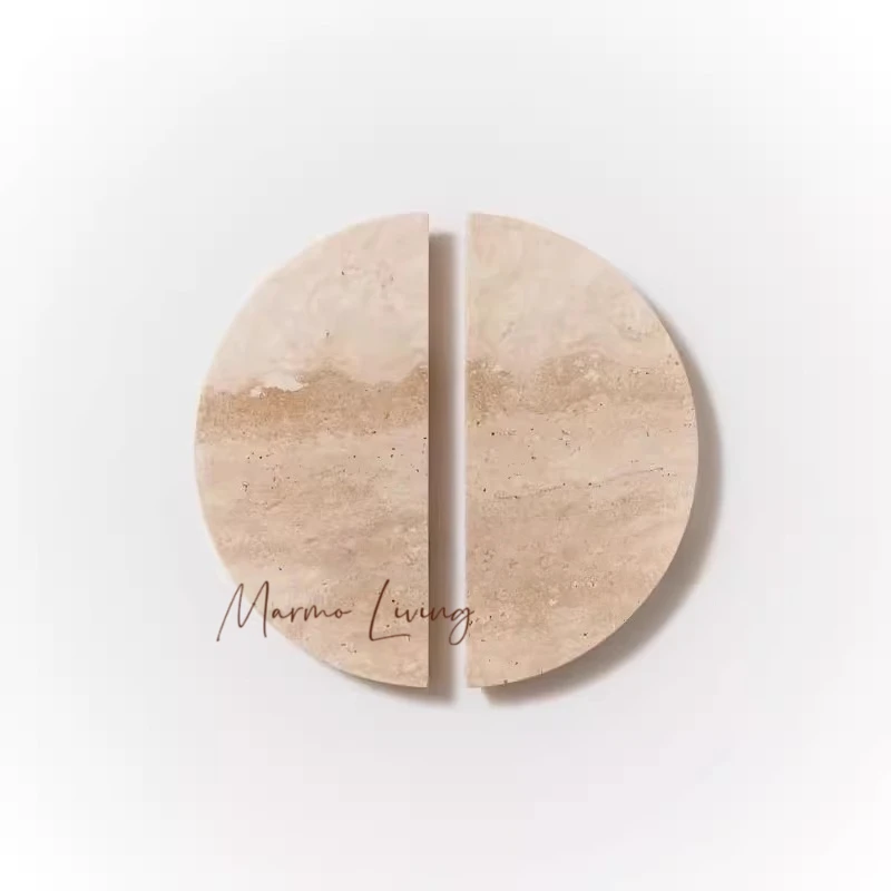 100% Natural Marble Door Handle French Porch Wall Beige Travertine Stone Handle Villa Creative Home Decoration