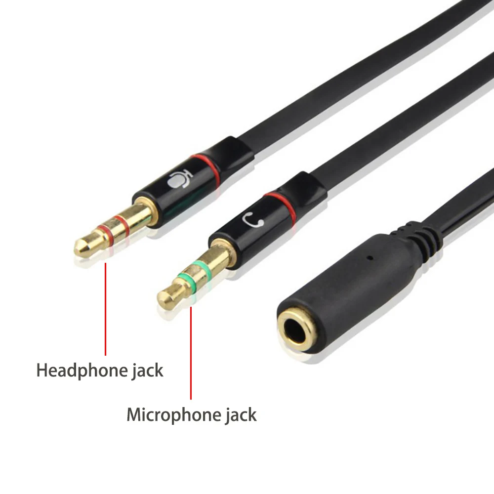 Gold Plated 3.5mm Dual Male to Female Aux Cable Conversion Microphone Headset Computer 2 to 1 Audio Cable Earphone Jack Adapter