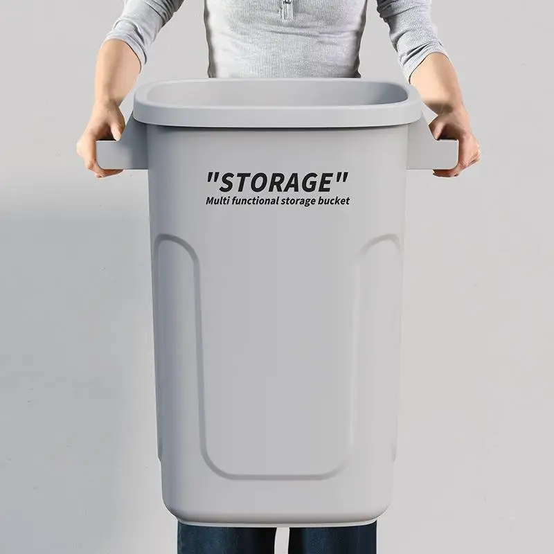 

Industrial Style Large Capacity Kitchen Trash Can High Model Restaurant Commercial Outdoor Waste Bin Long Cylinder Shape