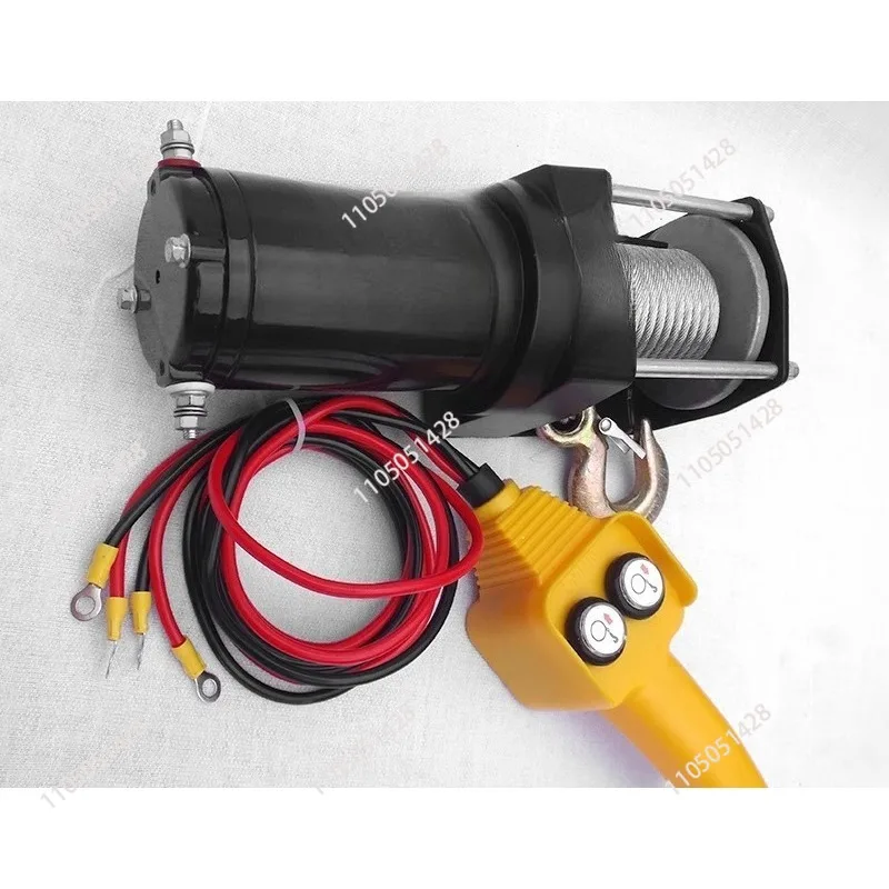 Electric Winch 12V Electric Hoist Car Winch 24V Winch Motor 1100W Horizontal Traction 3000 Lbs