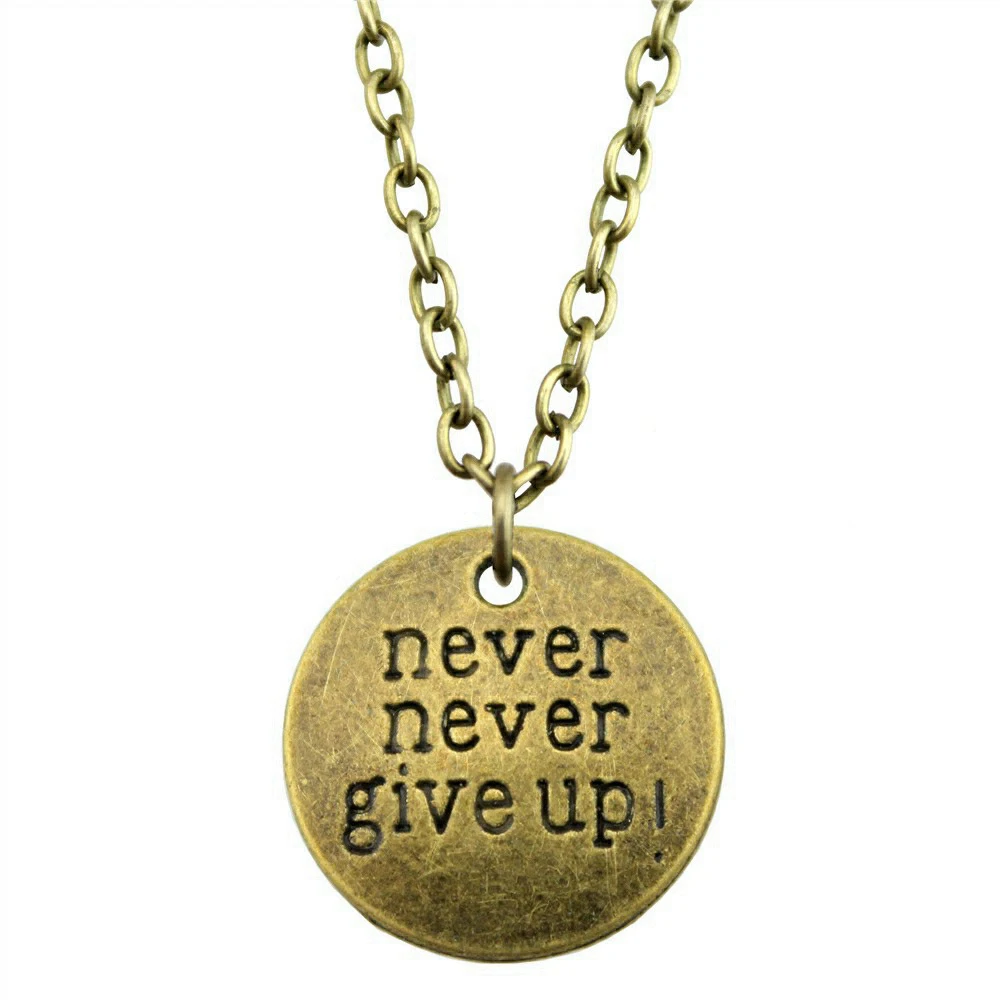 1pcs Never Never Give Up Necklace For Women Accessories Jewellery Crafts Chain Length 43+5cm