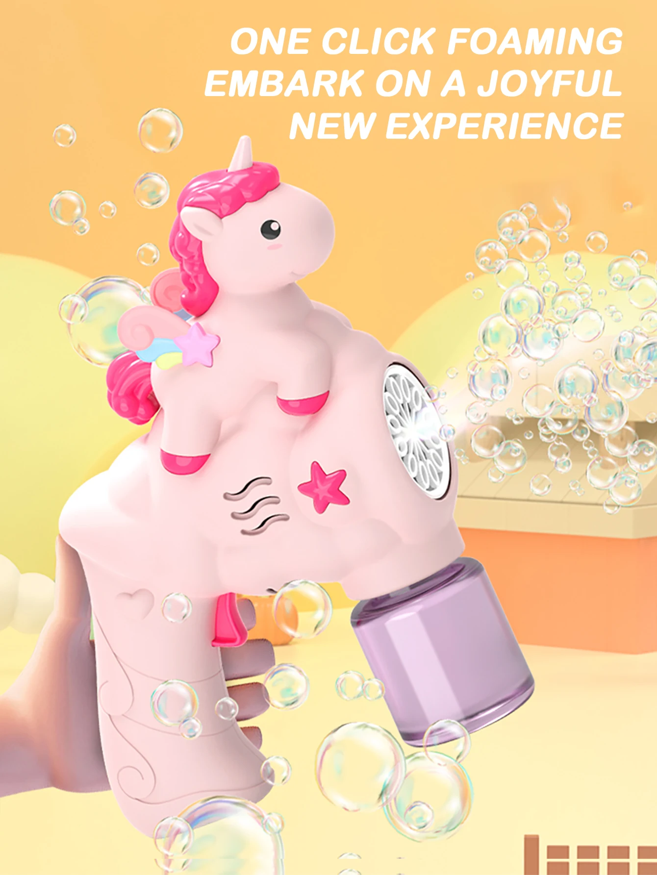ユニコーンバブルマシン、レインボーポニー型バブルマシン、子供用屋外遊びおもちゃ、パーティーと結婚式